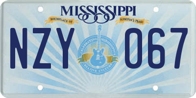 MS license plate NZY067