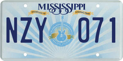 MS license plate NZY071