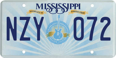 MS license plate NZY072