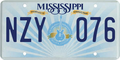 MS license plate NZY076