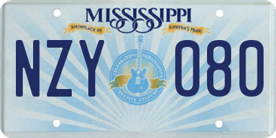 MS license plate NZY080