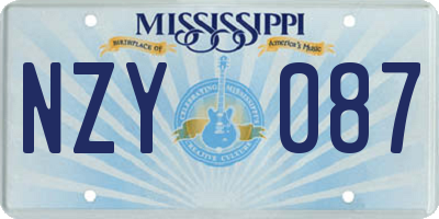 MS license plate NZY087