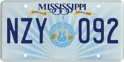 MS license plate NZY092