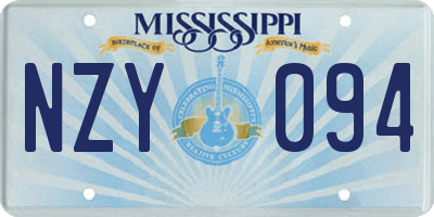 MS license plate NZY094