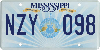 MS license plate NZY098