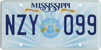 MS license plate NZY099