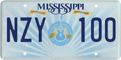 MS license plate NZY100