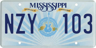 MS license plate NZY103