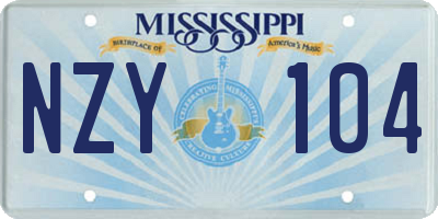MS license plate NZY104