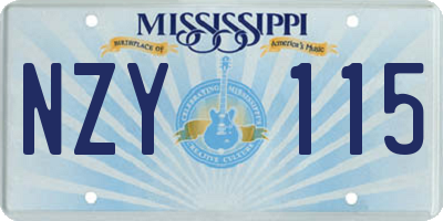 MS license plate NZY115
