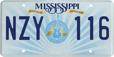 MS license plate NZY116