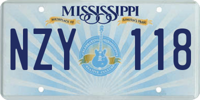 MS license plate NZY118