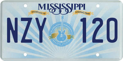 MS license plate NZY120