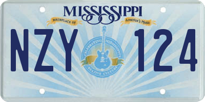 MS license plate NZY124