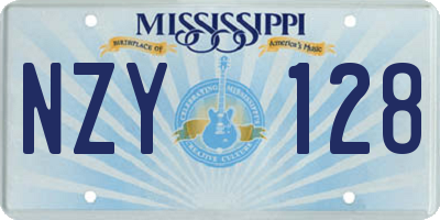 MS license plate NZY128