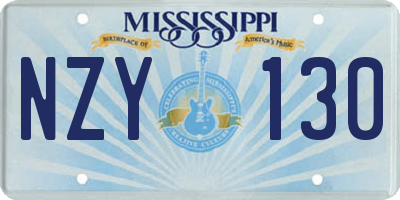MS license plate NZY130