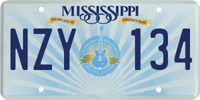 MS license plate NZY134