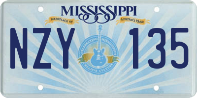 MS license plate NZY135