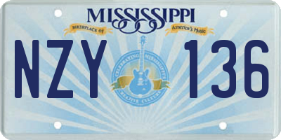 MS license plate NZY136