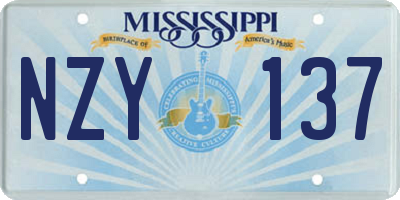 MS license plate NZY137