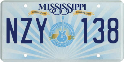MS license plate NZY138