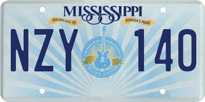 MS license plate NZY140