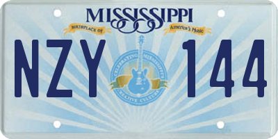 MS license plate NZY144