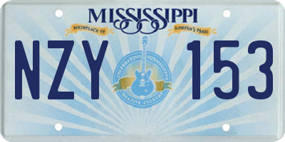 MS license plate NZY153