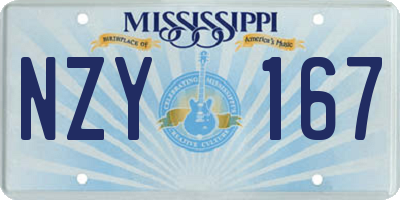 MS license plate NZY167