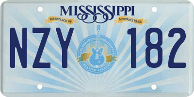MS license plate NZY182