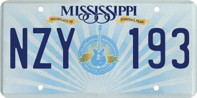 MS license plate NZY193