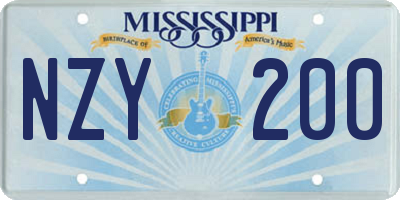MS license plate NZY200
