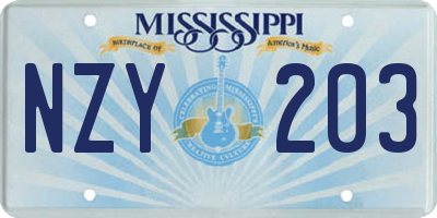 MS license plate NZY203