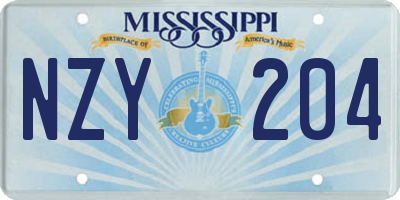 MS license plate NZY204