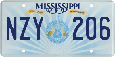 MS license plate NZY206