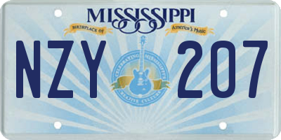 MS license plate NZY207