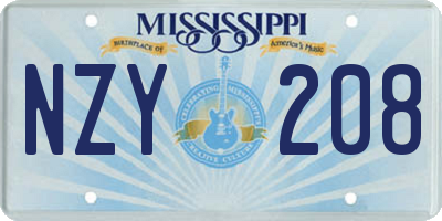 MS license plate NZY208