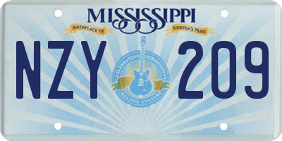 MS license plate NZY209