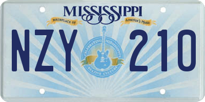 MS license plate NZY210