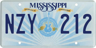 MS license plate NZY212