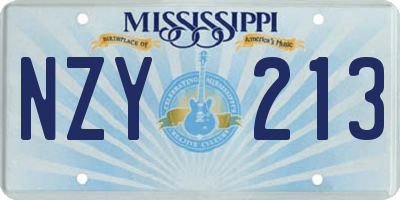 MS license plate NZY213