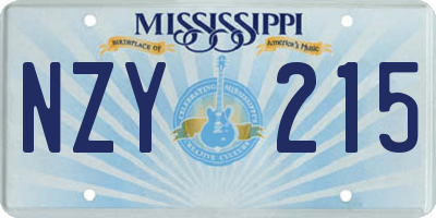 MS license plate NZY215