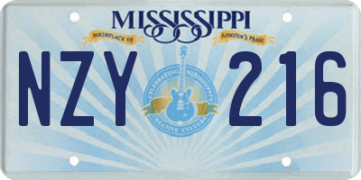 MS license plate NZY216