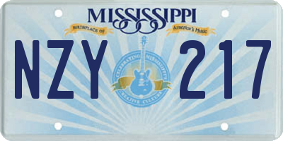 MS license plate NZY217