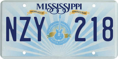 MS license plate NZY218