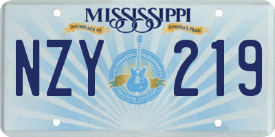MS license plate NZY219