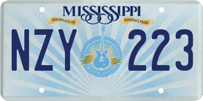 MS license plate NZY223