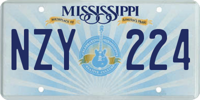 MS license plate NZY224