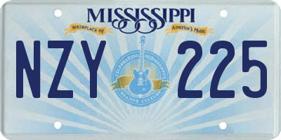 MS license plate NZY225
