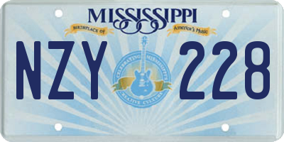 MS license plate NZY228